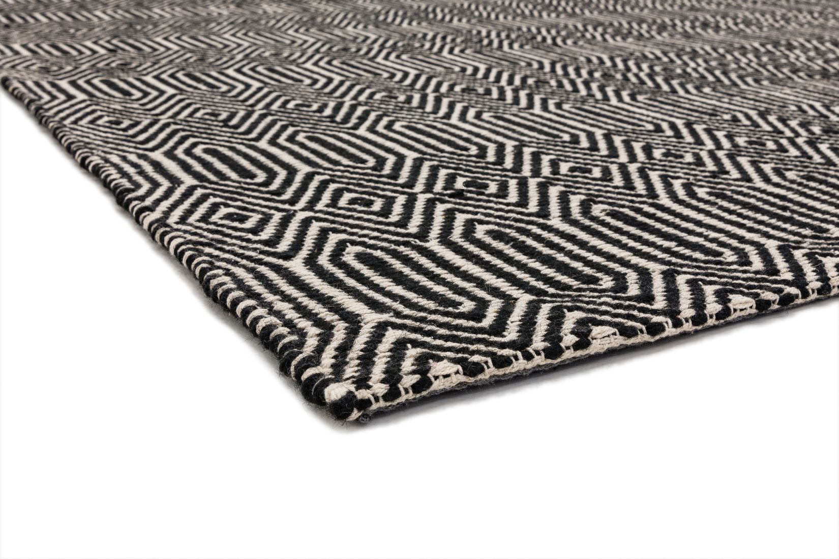 Sloan Geometric Flatweave Rug Black White Asiatic Rug
